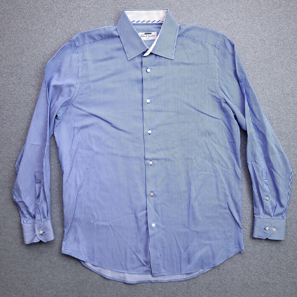 Robert Graham Button Up Shirt Large Blue White Stripe L/S Size Mens